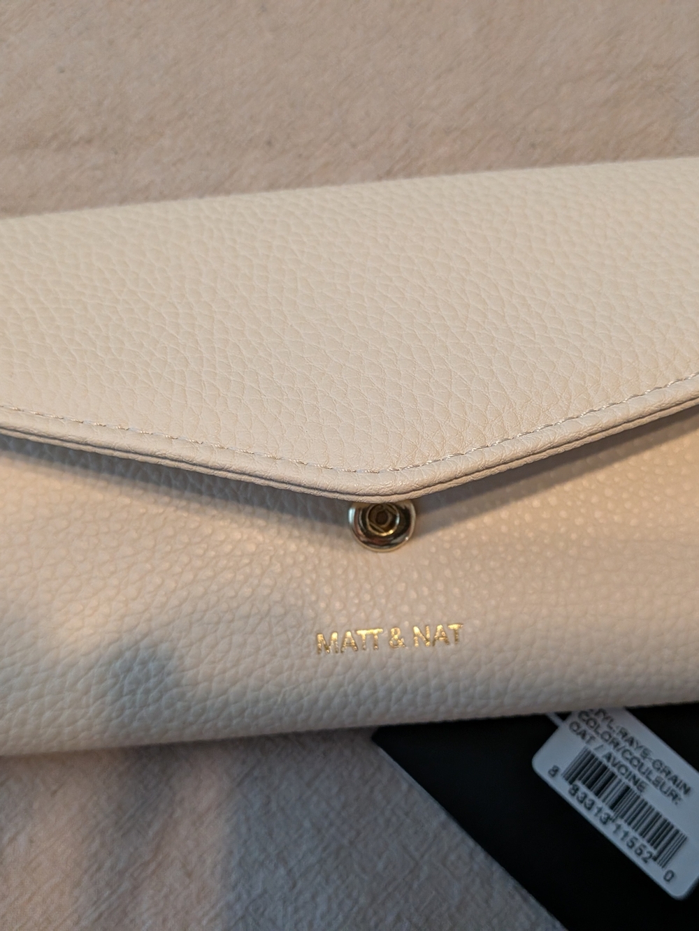 Matt & Nat Cream Pebbled Vegan Leather Envelope Clutch